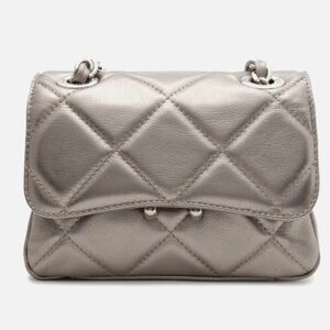 Arezzo Small Mizz Silver Leather Shoulder Bag Metallic
